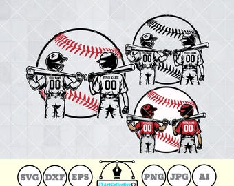 2 Baseball Kid Svg | Personalized Name | Baseball Player Svg | Baseball Team | Baseball Name | Baseball Stencil | Baseball Shirt | Png Dxf