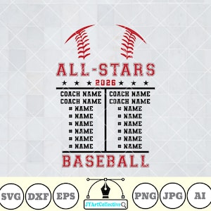 Personalized All Stars Baseball SVG: Team Roster Design (digital ...