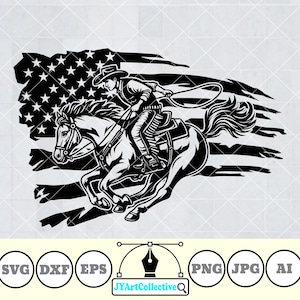 USA Rodeo Svg | Bucking Cowboy Svg | Cowboy Riding Horse Svg | Rodeo Cowboy Svg | Western Cowboy Svg | Rodeo Png | Cricut & Silhouette | Png