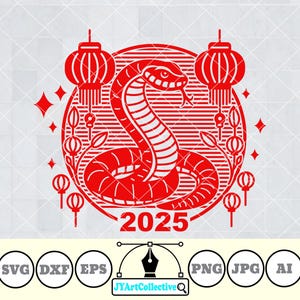 Year Of The Snake Svg | Happy Chinese Snake Year Svg | 2025 Svg | Snake Year Svg | Lunar New Year Clipart | New Year 2025 Shirt | Png Dxf