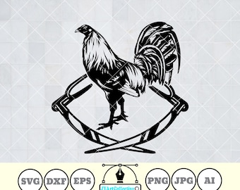 Fighter Rooster Svg | Cockfighting Svg | Rooster Svg | Cockfight Svg | Gaffer Blade Svg | Cockfighting Shirt | Rooster Clipart | Png Dxf Eps