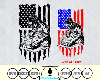 US Welder SVG: American Flag Welding Clipart (Digital Files)