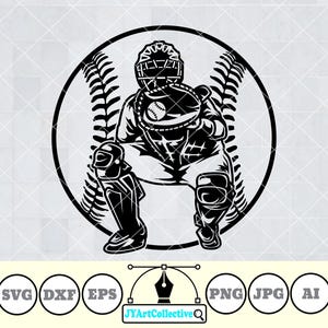 Baseball Svg | Baseball Catcher Svg | Catcher Svg | Baseball Player Svg | Baseball Team  | Pitcher Clipart | Baseball Shirt | Png Dxf Eps