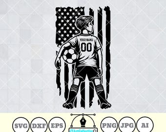 US Soccer Kid SVG | Personalized Name Clipart (Digital Files)