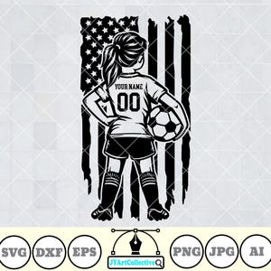US Soccer Kid Svg | Personalized Name | Soccer Girl Svg | Soccer Player Svg | Soccer Clipart | Football Png | Soccer Kid Shirt | Png Dxf Eps