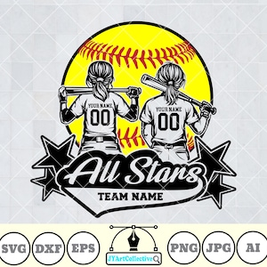 Softball Kid Svg | All Stars Svg | Softball Player Svg | All Stars Baseball Svg | Softball All Star Svg | Softball Team | All Stars Shirt