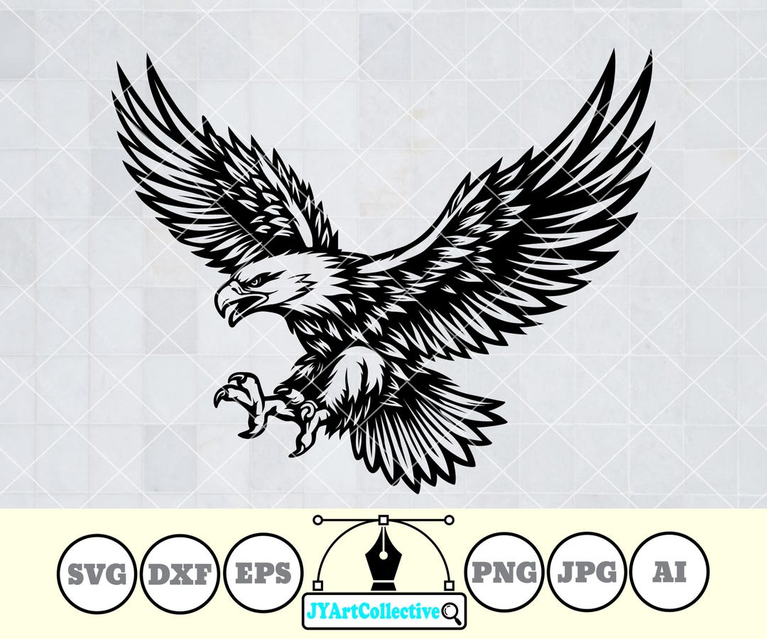 Flying Bald Eagle SVG | Patriotic American Eagle Clipart (digital Files ...