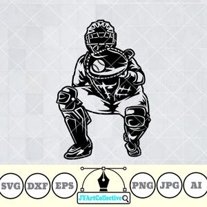 Baseball Catcher Svg | Baseball Svg | Catcher Svg | Baseball Player Svg | Baseball Team  | Pitcher Clipart | Baseball Shirt | Png Dxf Eps