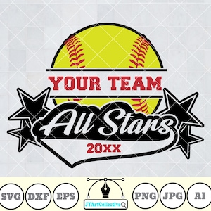 Softball Allstars Svg | Softball Mom Svg | Softball Team | Softball Template | All Star Softball Svg | Softball Clipart | Softball Shirt