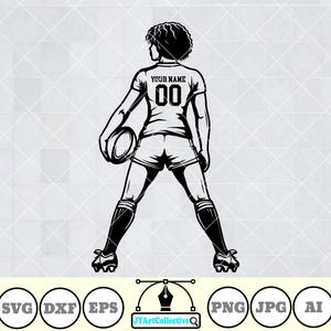 Afro Girl Rugby Svg / Nombre personalizado / Jugador de rugby Svg / Juego de fútbol Svg / Fútbol Svg / Rugby Clipart / Rugby Mom Png / Camiseta de rugby