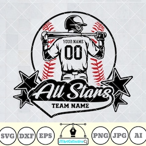 All Stars Svg | Baseball Player Svg | Baseball Svg | All Stars Baseball Svg | Baseball Name | Baseball Team | Baseball Shirt | Png Dxf Eps