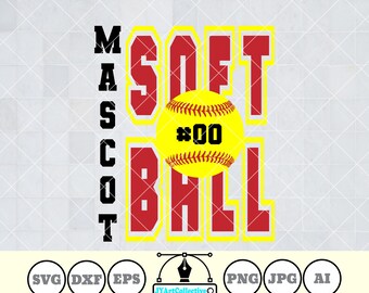 Softball Mascot SVG: Team Design Template (Digital Download