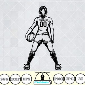 Jugador de rugby Svg / Rugby femenino Svg / Juego de rugby Svg / Juego de fútbol Svg / Fútbol Svg / Rugby Clipart / Rugby Mom Png / Camiseta de rugby / Png