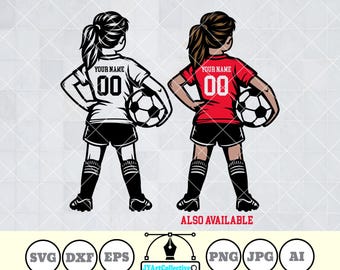 Personalized Soccer Girl svg | Kid Shirt Clipart (png, dxf, eps)