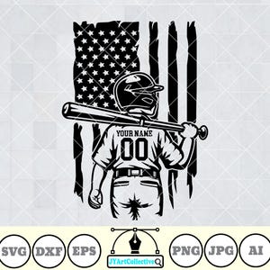 Amerikaanse honkbal Svg | Gepersonaliseerde naam | Honkbal Kid Svg | Honkbal speler Svg | Naam honkbal | Honkbalsjabloon | Baseballshirt | Png dxf