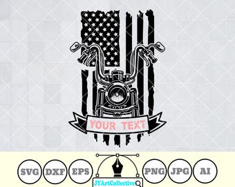 US Flag Motorcycle Handlebars SVG | Biker Chopper Design (Digital Files)