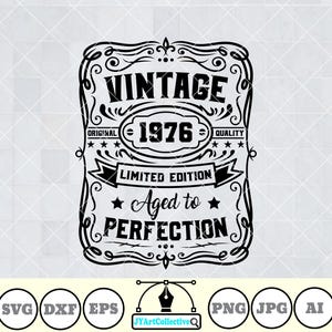 50th Birthday Vintage SVG: Aged to Perfection Design, 1976 (Digital Files)