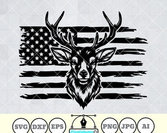 US Deer Hunting Svg | Deer Head Svg | Deer Svg | Hunting Svg | Forest Animal Svg | Deer Clipart | Deer Vector | Deer Hunting Shirt | Png Dxf