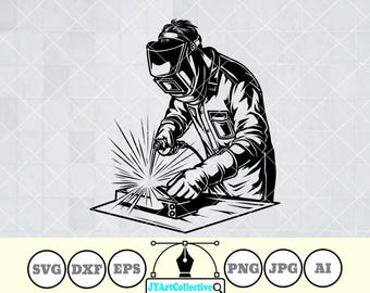 Welder SVG: Welding Torch, Mask, Ironworker Clipart (PNG, DXF)