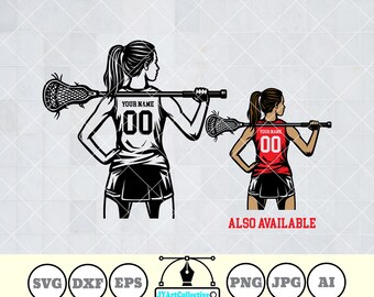 Female Lacrosse Player SVG | Layered Clipart (Digital Files)