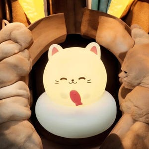 Linda luz de noche con forma de animal: lámpara de guardería con control táctil regulable para niños, bebés y lactantes