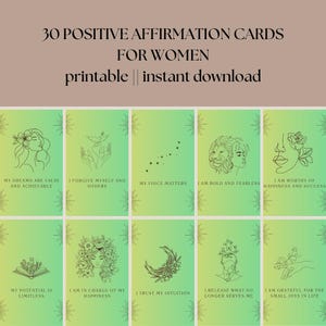 30 Printable Affirmation Cards for Women | Self-Love, Confidence & Motivation | Daily Positive Mindset Cards | Digital Download