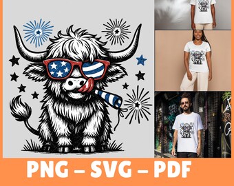 4th of July heifer svg png retro cow design for cricut funny western sublimation independence day cute shirt