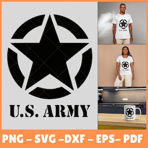 US Army SVG PNG Dxf Military Emblem American Soldier Patriotic Clipart Digital Download for Cricut Silhouette Sublimation Vinyl