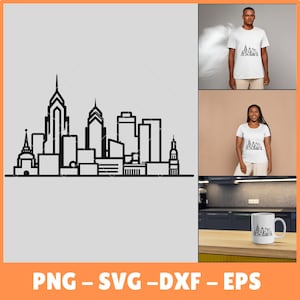 Philadelphia City Skyline Vector | Philadelphia Themed Digital Images | PNG SVG DXF Eps | Instant Download for Cricut & Silhouette