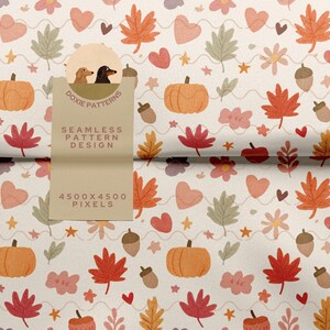 Pumpafält Seamless Mönster Bundle Höst Digitalt Papper Pack Höst Skörde Mönsterkollektion Mysigt Tryckt Tyg POD Design bild 2