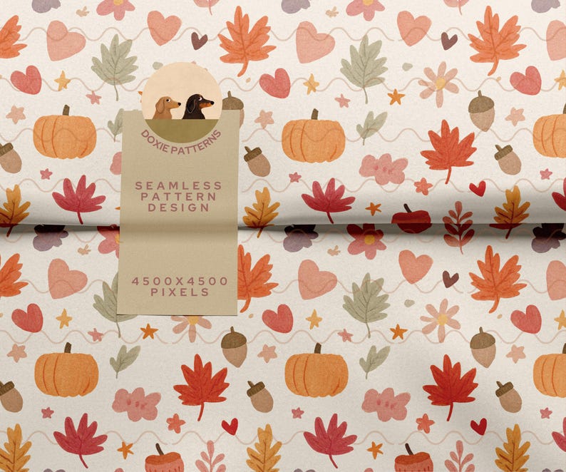 Pumpafält Seamless Mönster Bundle Höst Digitalt Papper Pack Höst Skörde Mönsterkollektion Mysigt Tryckt Tyg POD Design bild 2