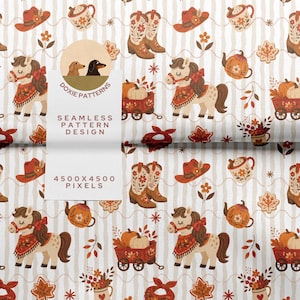 Pumpafält Seamless Mönster Bundle Höst Digitalt Papper Pack Höst Skörde Mönsterkollektion Mysigt Tryckt Tyg POD Design bild 4