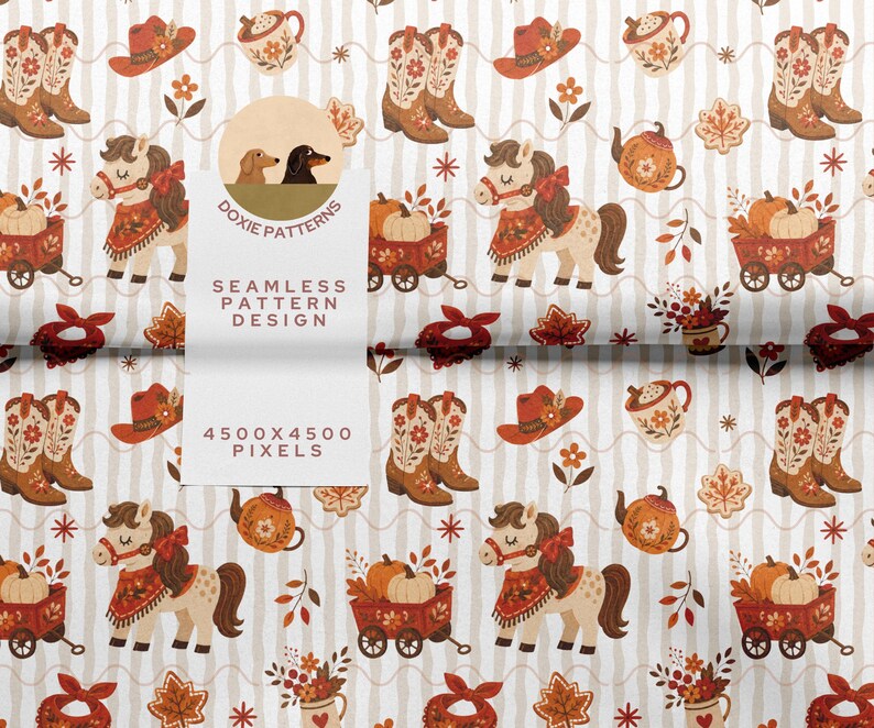 Pumpafält Seamless Mönster Bundle Höst Digitalt Papper Pack Höst Skörde Mönsterkollektion Mysigt Tryckt Tyg POD Design bild 4