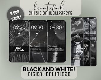Christelijke minimalistische achtergrond, set van 6, christelijke telefoonachtergrond op lockscreen, shuffle-schilderij met schrift, Android iOS-iphone