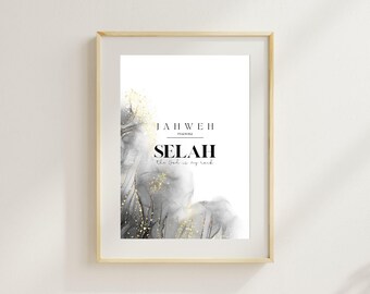 Selah Marble Wall Art Print minimalistische boho digitale download, abstracte neutrale poster, op naam van God geïnspireerd interieur decor Christian