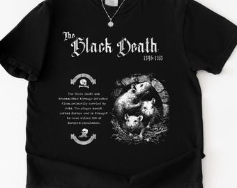 Black Death Tee, Medieval Rat Shirt, Gothic Grunge Clothing, Alt Clothes, Horror Goth Aesthetic, History Shirt, Dark Academia Comfort Colors