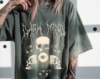 Dark Mind Y2K Gothic T Shirt, Streetwear, Gothic T Shirt, Skull Tee, Retro Harajuku Shirt,  Gothic Skull Shirt,  Y2K Gift, Dark Aesthetic
