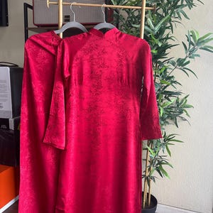 Áo Dài Gấm Trúc Matching Set  Long Dress Vietnamese Traditional Dress ( Included pants)