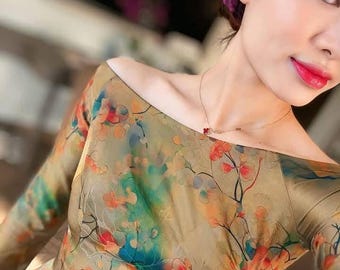 Áo Dài  Long Dress Vietnamese Traditional Dress ( Included pants)