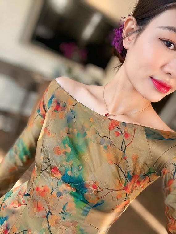 o Di Long Dress Vietnamese Traditional Dress ( Included pants)