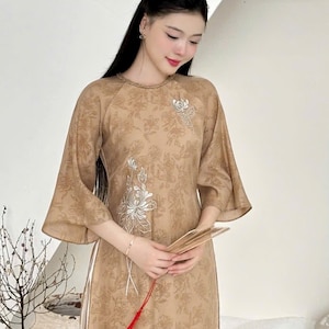 Áo Dài Tơ Thêu  Long Dress Vietnamese Traditional Dress ( Included pants)