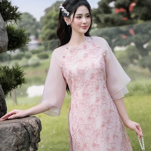 Áo Dài  Long Dress Vietnamese Traditional Dress ( Included pants)