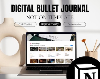Notion Bullet Journal Bundle | Digital Planner 7 Templates in 1 | Habit Tracker, Year in Pixels, Calendar, Bingo, Journal & Reading List