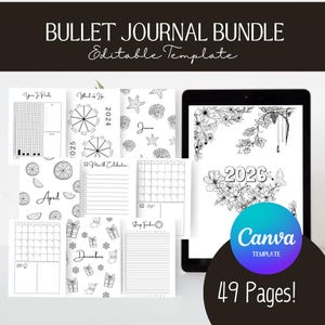 2026 Bullet Journal Pages Printable Bundle, Premade Canva Journal Templates, Yearly Trackers, Reading, A5, A4, Canva Template Access