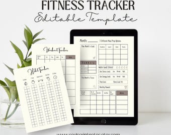 Fitness Tracker - Fitness Journal - Bullet Journal | Editable Canva Template