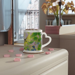 Heart-Shaped Love Birds Mug| Coffee Mug| Bird Lover Gift| Romantic Cup| Couples Mug| Valentine&#39;s Day Gift|  Couples Gift