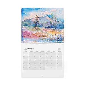 Artistic 2024 Calendar, Wall Calendar, Yearly Planner, Artwork Calendar, Home Office Decor, Wall Hanging Calendar, Wall Art Decor