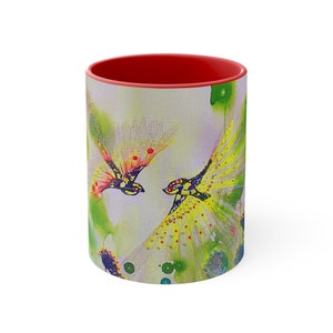 LOVE BIRDS Ceramic Coffee Mug, 11oz Cup, Bird Lover Gift, Love Birds Decor, Gift for Her, Romantic Gift Mug