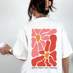 T Shirt Backprint Blumen, Tshirt Bunt, Statement Shirt, Sommer Oberteil Damen, Geschenkidee Freundin, Mama, Muttertag, Sommer, Frühling