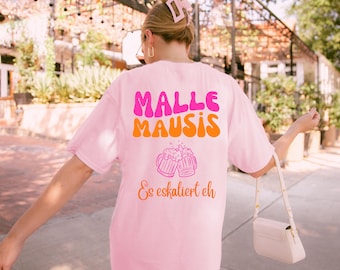 Malle Mausis Shirt, es eskaliert eh, Malle 2026, Malle Shirts pink orange, Mallorca T Shirts, Bier Shirt, Gruppenshirt, Mausi, Mäuse, Damen